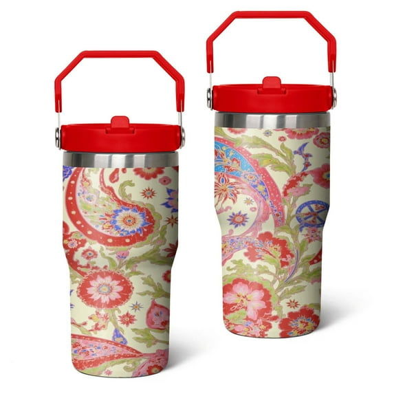 20 Oz Tumbler Paisley Design Tumbler with Lid and Straw, Birthday Gift Cup for Friend Women Men Coffee Travel Mug Thanksgiving Day Halloween Christmas Gift Water Bottle