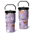 thumbnail image 1 of 20 Oz Tumbler Purple Pumpkin Ghost Tumbler with Lid and Straw, Birthday Gift Cup for Friend Women Men Coffee Travel Mug Thanksgiving Day Halloween Christmas Gift Water Bottle, 1 of 1