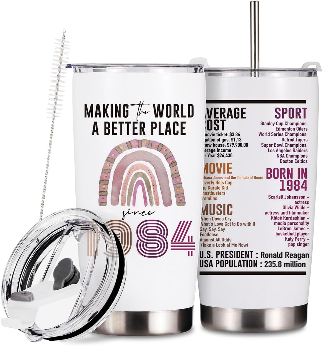 20 Oz Tumbler Rainbow Anniversary 40 Year Old Birthday Gifts for Women