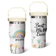 thumbnail image 1 of 20 Oz Tumbler Rainbow Flowers Tumbler with Lid and Straw, Birthday Gift Cup for Friend Women Men Coffee Travel Mug Thanksgiving Day Halloween Christmas Gift Water Bottle, 1 of 1