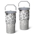 thumbnail image 1 of 20 Oz Tumbler Silver Leopard Print Tumbler with Lid and Straw, Birthday Gift Cup for Friend Women Men Coffee Travel Mug Thanksgiving Day Halloween Christmas Gift Water Bottle, 1 of 1