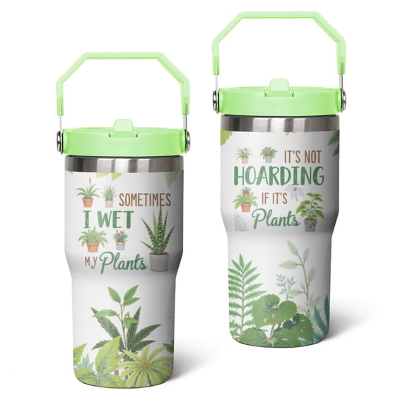 20 Oz Tumbler Tropical Green Plants Tumbler with Lid and Straw, Birthday Gift Cup for Friend Women Men Coffee Travel Mug Thanksgiving Day Halloween Christmas Gift Water Bottle
