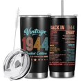 thumbnail image 1 of 20 Oz Tumbler Vintage Anniversary 80th Birthday Gifts for Women Men 80 Year Old Birthday Gifts 80th Birthday Party Favors Insulated Travel Mug Turning 80 Stainless Steel Thermal Cup Cheer, 1 of 6