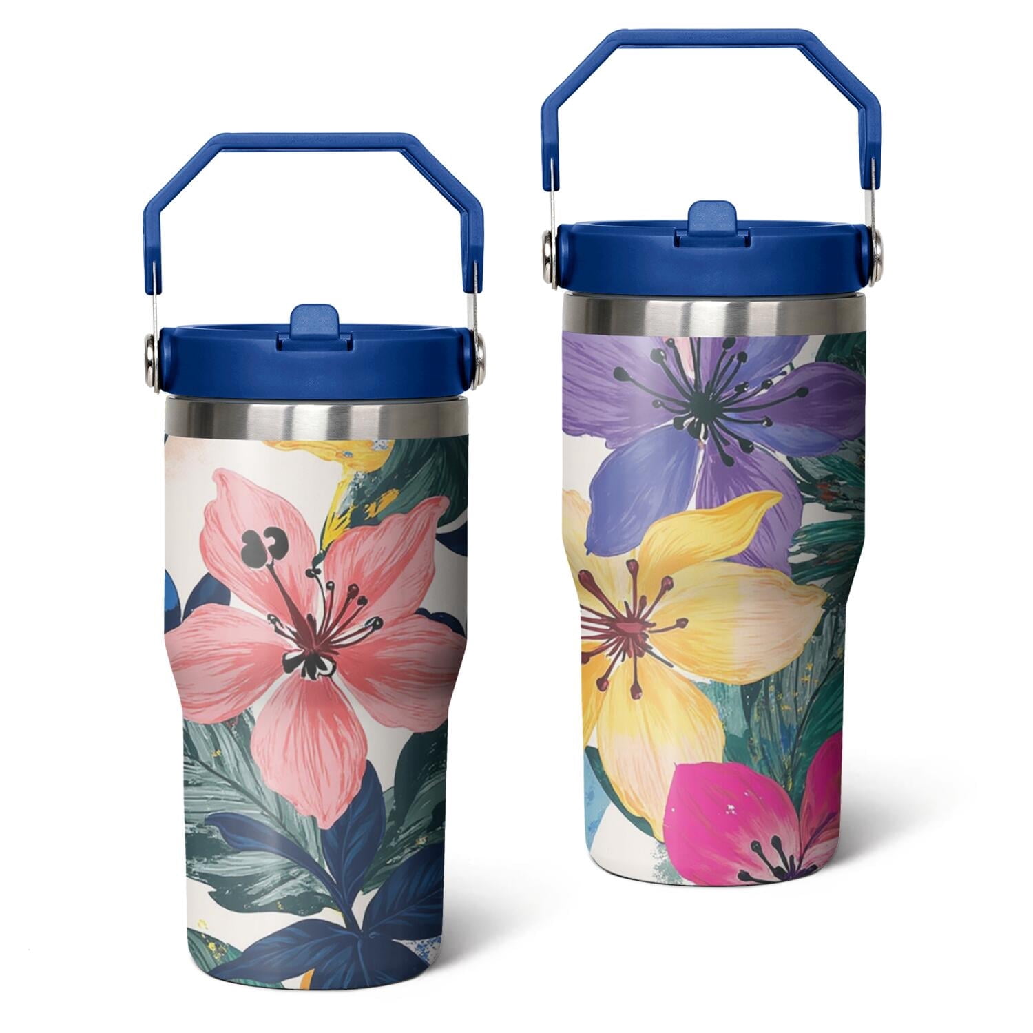 20 Oz Tumbler Watercolor Flowers Tumbler with Lid and Straw, Birthday ...