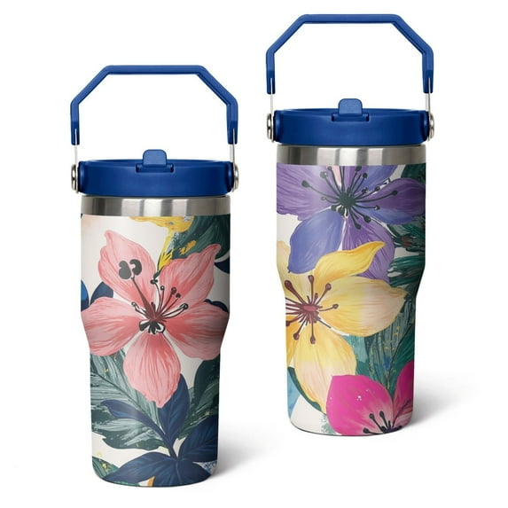20 Oz Tumbler Watercolor Flowers Tumbler with Lid and Straw, Birthday Gift Cup for Friend Women Men Coffee Travel Mug Thanksgiving Day Halloween Christmas Gift Water Bottle
