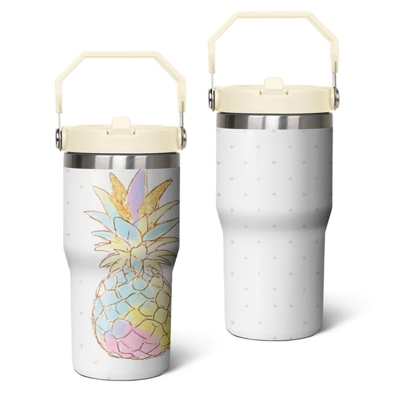 20 Oz Tumbler Watercolor Pineapple Tumbler with Lid and Straw, Birthday Gift Cup for Friend Women Men Coffee Travel Mug Thanksgiving Day Halloween Christmas Gift Water Bottle