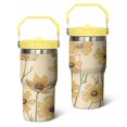 thumbnail image 1 of 20 Oz Tumbler Yellow Flowers Tumbler with Lid and Straw, Birthday Gift Cup for Friend Women Men Coffee Travel Mug Thanksgiving Day Halloween Christmas Gift Water Bottle, 1 of 1