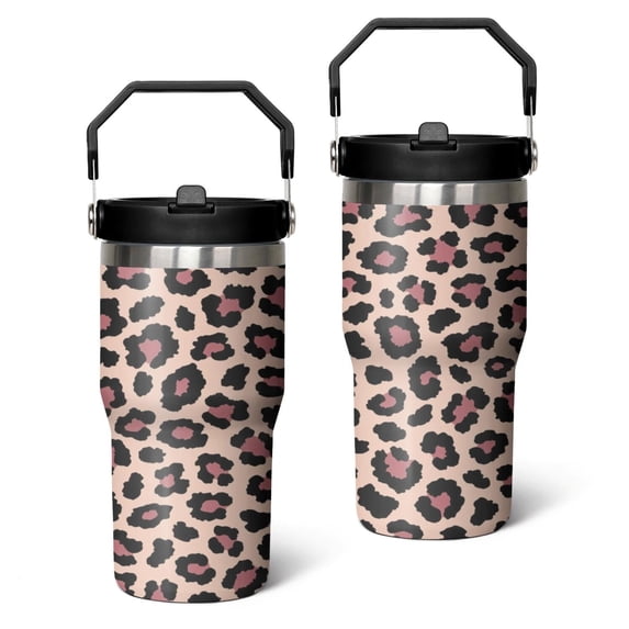 20 Oz Tumbler Yellow-purple Leopard Tumbler with Lid and Straw, Birthday Gift Cup for Friend Women Men Coffee Travel Mug Thanksgiving Day Halloween Christmas Gift Water Bottle