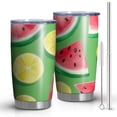 thumbnail image 1 of 20 Oz Watermelon and Lemon Coffee Tumbler Double Wall Insulated Stainless Steel Water Bottle | Metal Reusable Thermoses Flask with Cup Cap | Leak & Sweat Proof with Anti-Dust Lid, 1 of 7