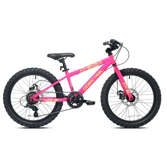 Ozark Trail 20" Mountain Bike, 7 Speed, Fits Rider 3'11"-4'4", Pink, Child/Tween/Teen, Unisex