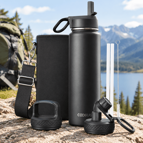 20 Ozulated Water Bottle With St& 3 Leakproof Lids - Walmart.com