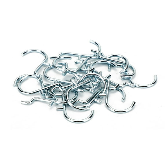 20 PACK 1" Jumbo 'J' Metal Peg Garage Hanger Hooks 1/8 to 1/4 Inch Pegboard
