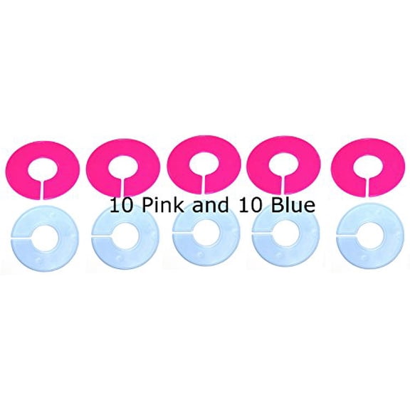 20 PACK Clothing Rack Size Dividers 10 PINK & 10 BLUE Clothing Rack Size Divider
