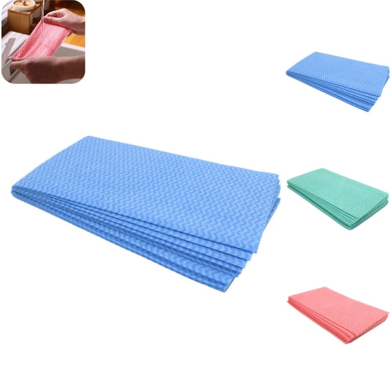 20 PC Disposable Non-Woven Cleaning Cloths, Oil-Absorbent Dishwashing Wipes, Reusable Kitchen Scrubbing Towels Blue