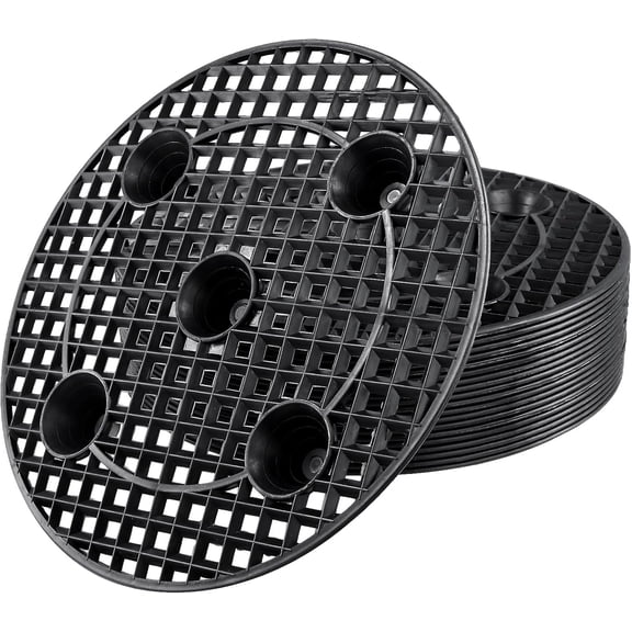 20 PCS 12 Inch Black Plant Level Pot Elevator, Plastic Plant Risers, Round Flower Pot Holder for Indoor Outdoor Gardens Patios Balconies Windowsill