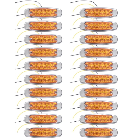 20 PCS 12-LED Amber Side Marker Light Clearance Truck Trailer For Peterbilt 12V