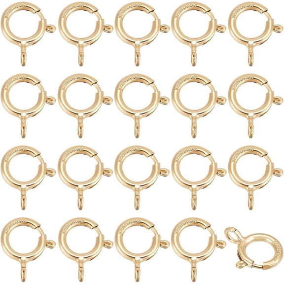 20 PCS 14K Gold Filled Spring Ring Clasps for Necklace Bracelet Jewelry DIY Making (8mm x 6mm x 1mm)