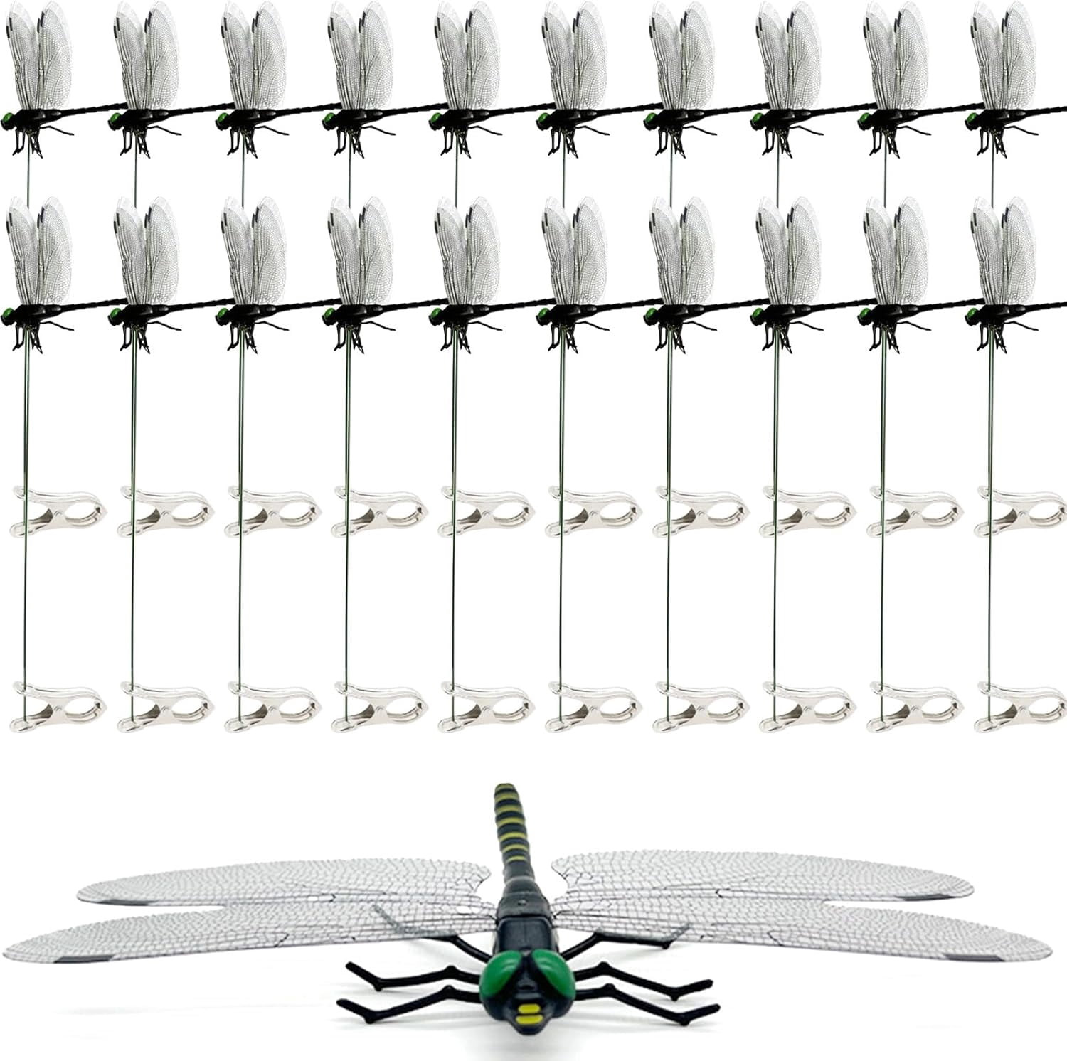 20 PCS 3D Dragonfly Clips for Bugs Repellent Outdoor, Artificial Dragonfly Hat Clips Garden Decor, Dragonfly Clips to Keep Bugs Away Black Set
