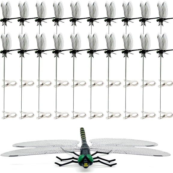 20 PCS 3D Dragonfly Clips for Bugs Repellent Outdoor, Artificial Dragonfly Hat Clips Garden Decor, Dragonfly Clips to Keep Bugs Away Black Set