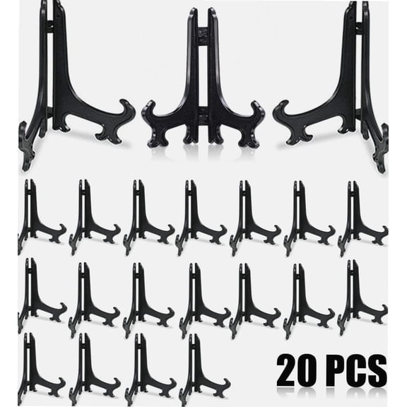 20 PCS 6 Inch Plastic Easels Plate Display Stands Black Little Picture Frame Stand Holder