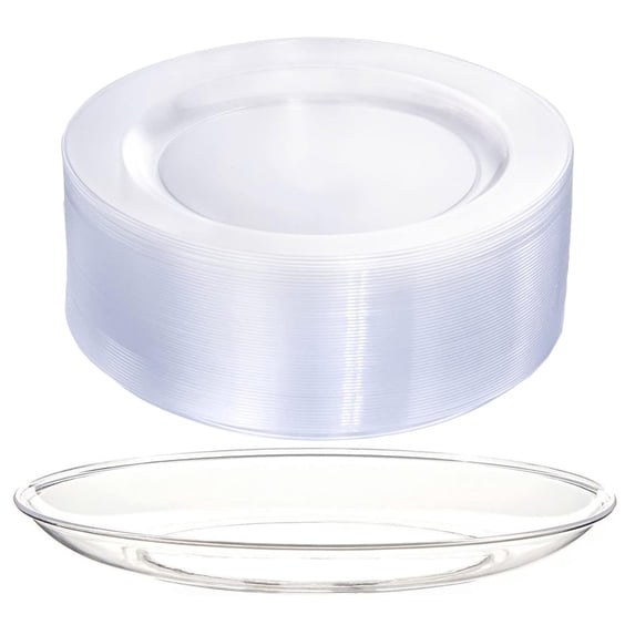 20 PCS 7.87 Inch Clear Plastic Disposable Plates,Bexikou Disposable Salad Dessert Plate for Christmas, Thanksgiving,Heavy Duty Disposable Plastic Plates for Parties, Wedding and Birthday, Events