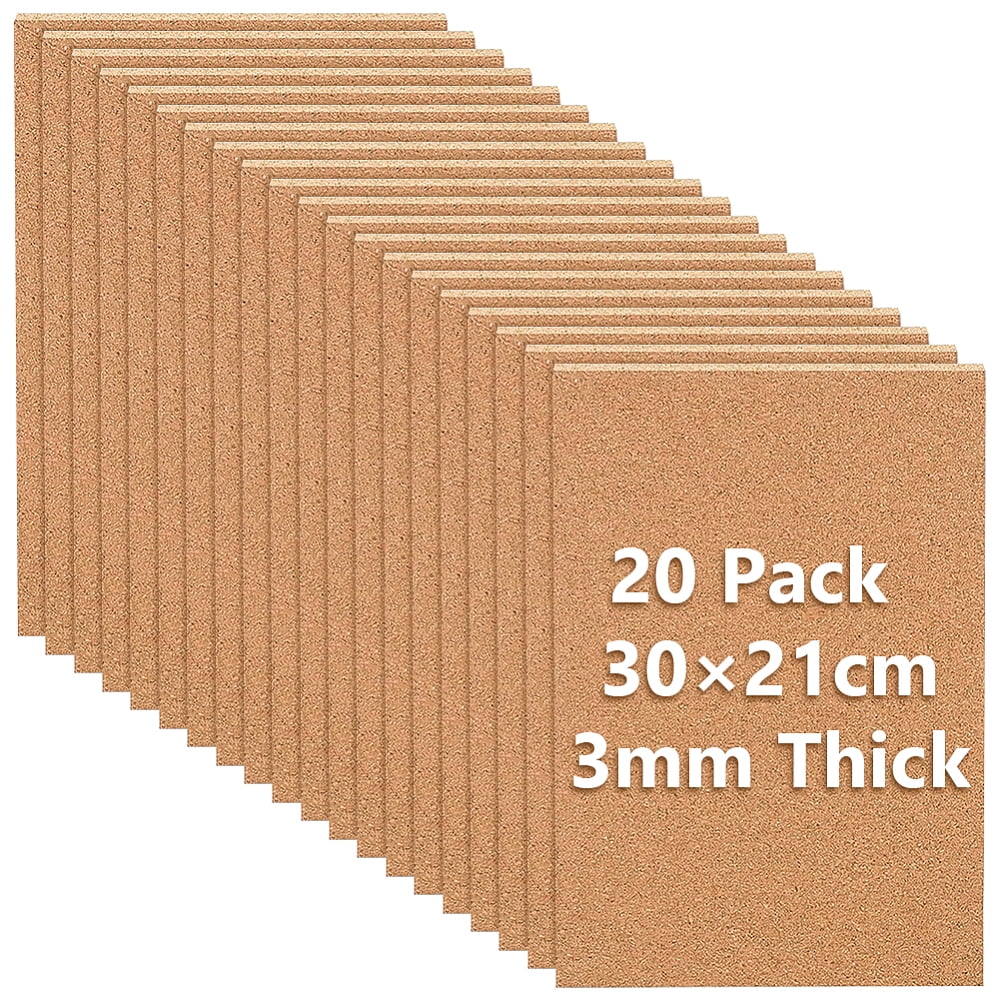 20 PCS A4 Cork Sheets 11.7x8.2 Inch Rectangle Cork Board Tiles for ...