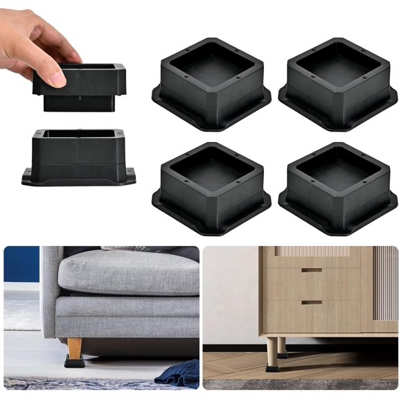 20 PCS Adjustable Bed Risers 1, 3 or 6 Inch Heavy Duty, Furniture Risers Elevation in Heights 1, 2, 3, 4, 5, 6 Inch for Couch, Sofa, Table, Chair, Raisers Support up to 6,000 lbs, Black