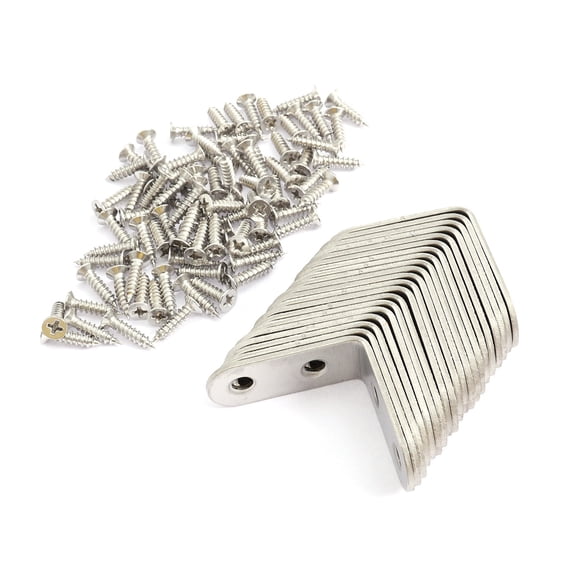 20 PCS Angle Bracket Silver 20mm Metal Brackets 90 Degree Machine Screws Sewer Right Shape