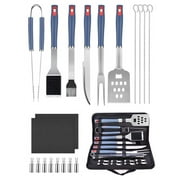 20 PCS BBQ Grill Tools Set, Stainless Steel Grill Utensils Set with Storage Bag for Camping, Premium Complete Indoor, Outdoor Grill Tool Set for Friends Family