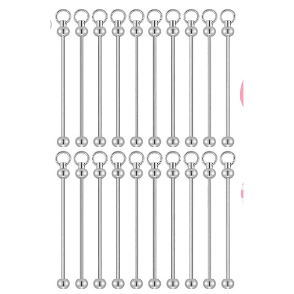 20 PCS Beadable Keychain Bars, 3.3 in Metal Long Rods with Rounded Ends, Key Chain Making Supplies DIY Jewelry Crafts