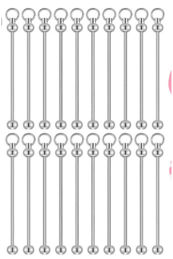 20 PCS Beadable Keychain Bars, 3.3 in Metal Long Rods with Rounded Ends, Key Chain Making Supplies DIY Jewelry Crafts