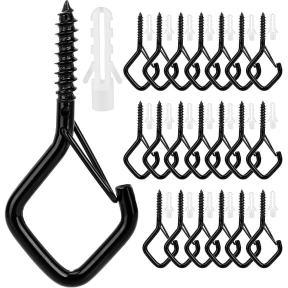 20 PCS Black Metal Ceiling Hooks for Hanging Plants, 2.2 Inch Heavy Duty Hooks for Outdoor, Siding, Porch, and Ceiling Use