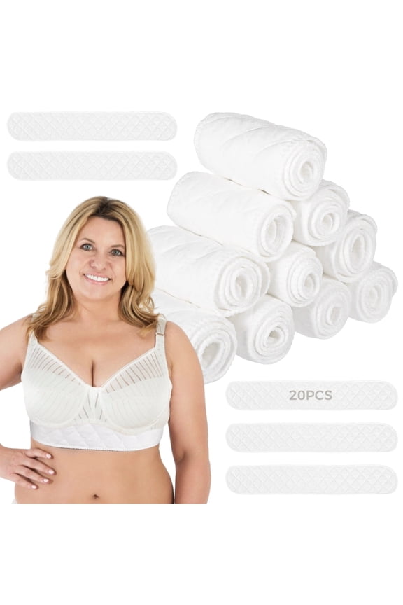 20 PCS Bra Liners for Sweat, Boob Towel, Bra Pads for Nursing Moms, Reusable Cotton Blend Breathable Breast Pad, 18 x 3 in