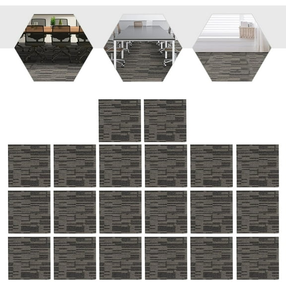 20 PCS Carpet Squares 20" x 20" Reusable Interlocking Carpet Tiles Non Slip Easy DIY Installation Peel and Stick Floor Tile, Dark Grey