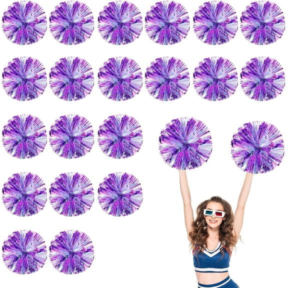 20 PCS Cheerleading Poms, 13.8inch Sports Dance for Sports Team Spirit Cheering with Finger Rings