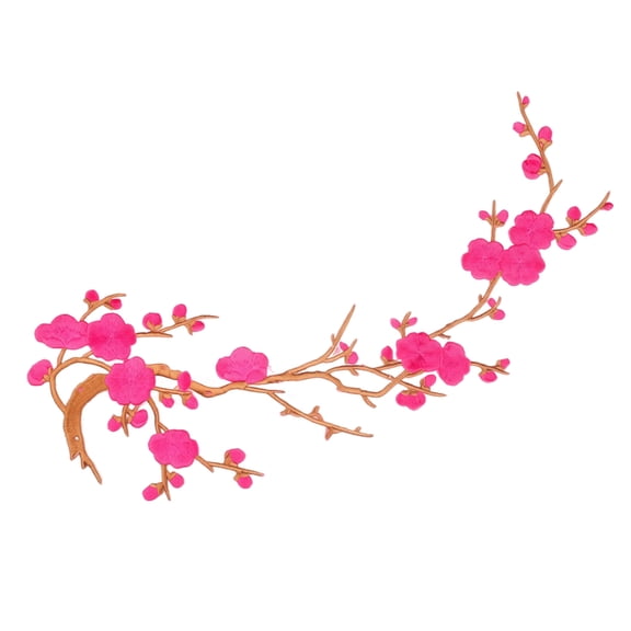 20 PCS Cherry Blossom Iron Patch, Iron On Blossom Plum Applique Patch Embroidery Flower Vines, Appliques DIY Trim for Jeans Garment Cos, for Hats, Shirts, Shoes, Jeans, Bags, Pink