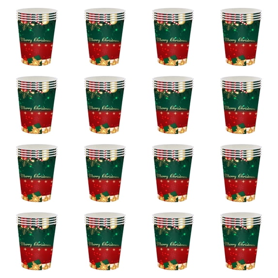 20 PCS Christmas Paper Cups, Coordinated Holiday Print for Cold Drinks and Holiday Party Serving