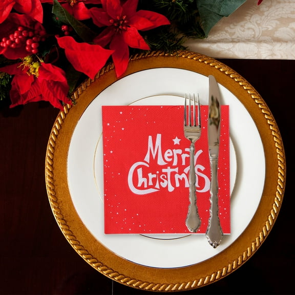 ‌20-PCS Christmas Paper Napkins - 6.5in Decorative Disposable Napkins for Parties & Holidays,Tear-Resistant,Absorbent & Biodegradable,Festive Tableware for Christmas & Special Events,Home Decor