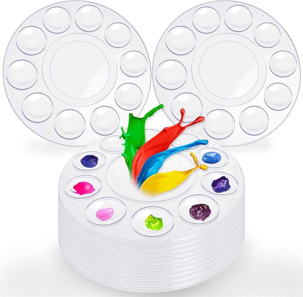 20 PCS Clear Paint Tray Palettes for Kids or Birthday Painting Party, NOGIS Clear Acrylic Artist Paint Tray Palette, Clear Acrylic Oil Watercolor Craft Supplies DIY Art Painting Plastic Paint Pallet