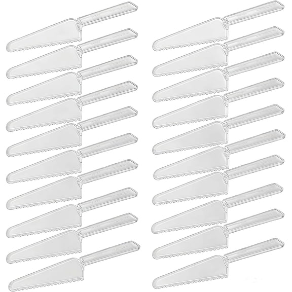 20 PCS Clear Plastic Disposable Cake Cutter 9.1Inch Pizza Spatula Bulk Pie Server Pie Cutter Cake Cutter