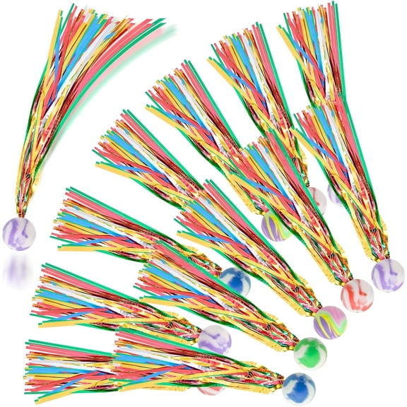 20 PCS Comet Balls with Colorful Streamers, Rubber Bouncy Balls for Kids Birthday Party Favors, Easter Basket Goody Bag Filler