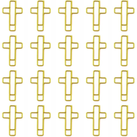 20 PCS Cross Paper Clips, Bookmark, Paper Clips for Bibles Study Supplies, Bible Study Kit Cute Binder Clip, Christian Gifts (Gold)