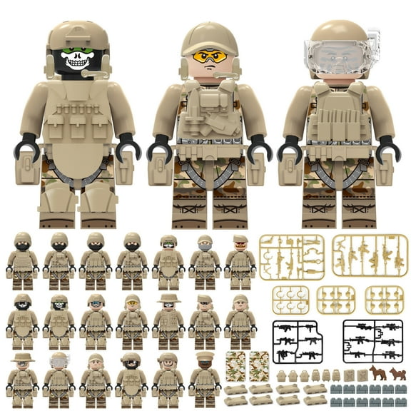 20 PCS Desert Special Operations Force Building Blocks Toy Set Featuring Elite Warrior Minifigures