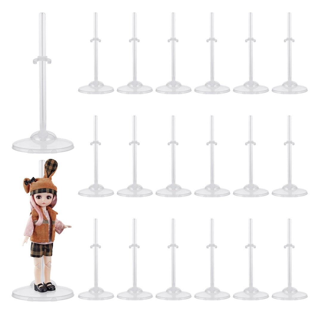 20 PCS Doll Stands, Transparent Plastic Doll Holder, Doll Display Stand