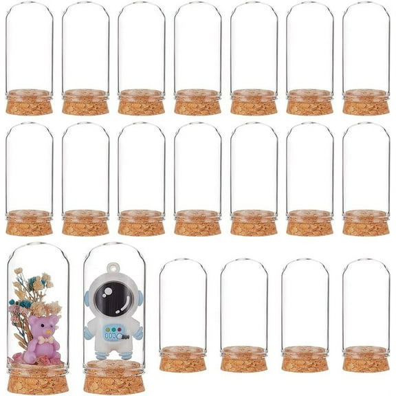 20 PCS Dome Decorative Jars 2.4x1.2inch Glass Display Dome with Cork Base