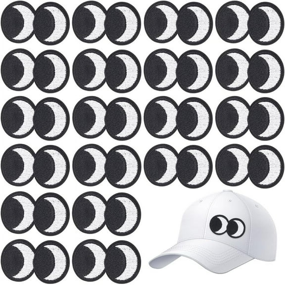 20 PCS Double Eye Patches Iron on/Sew On Eyes Applique Patches Eyeballs Patches for Sewing Black Eyes Embroidered Applique Patches Costume Accessories DIY