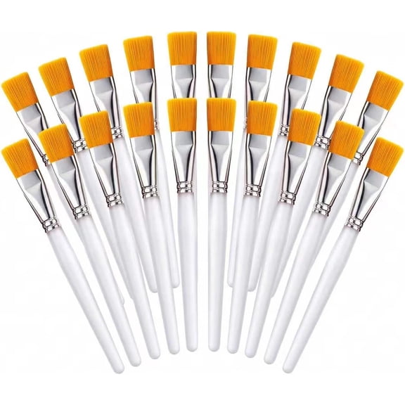 20 PCS Flat Paint Brushes, 1 Inch Acrylic Paint Brushes with Frosted Clear Acrylic Handles, Large Paint Brush Set for Acrylic, Oil, Watercolor, Gouache, Body Painting, Crafts, Rock Painting
