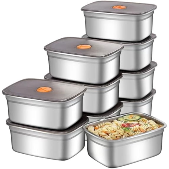 20 PCS Food Storage Containers with Lids Airtight 10 Containers and 10 Lids stainless steel food containers leak proof storage box with lid Locking Food Storage Container freezer storage