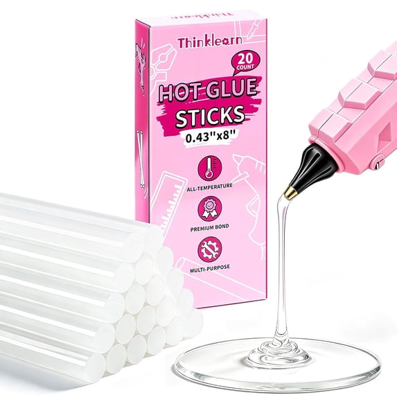 20 PCS Full Size Hot Glue Sticks for Gun, 8" X 0.43", All-Temperature, Large Home & School Crafting, Repairs and DIY Projects