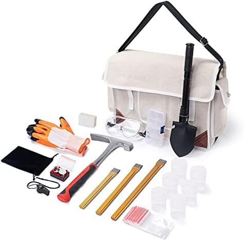 20 PCS Geology Rock Pick Hammer Kit, Rock Hounding Equipment Set with